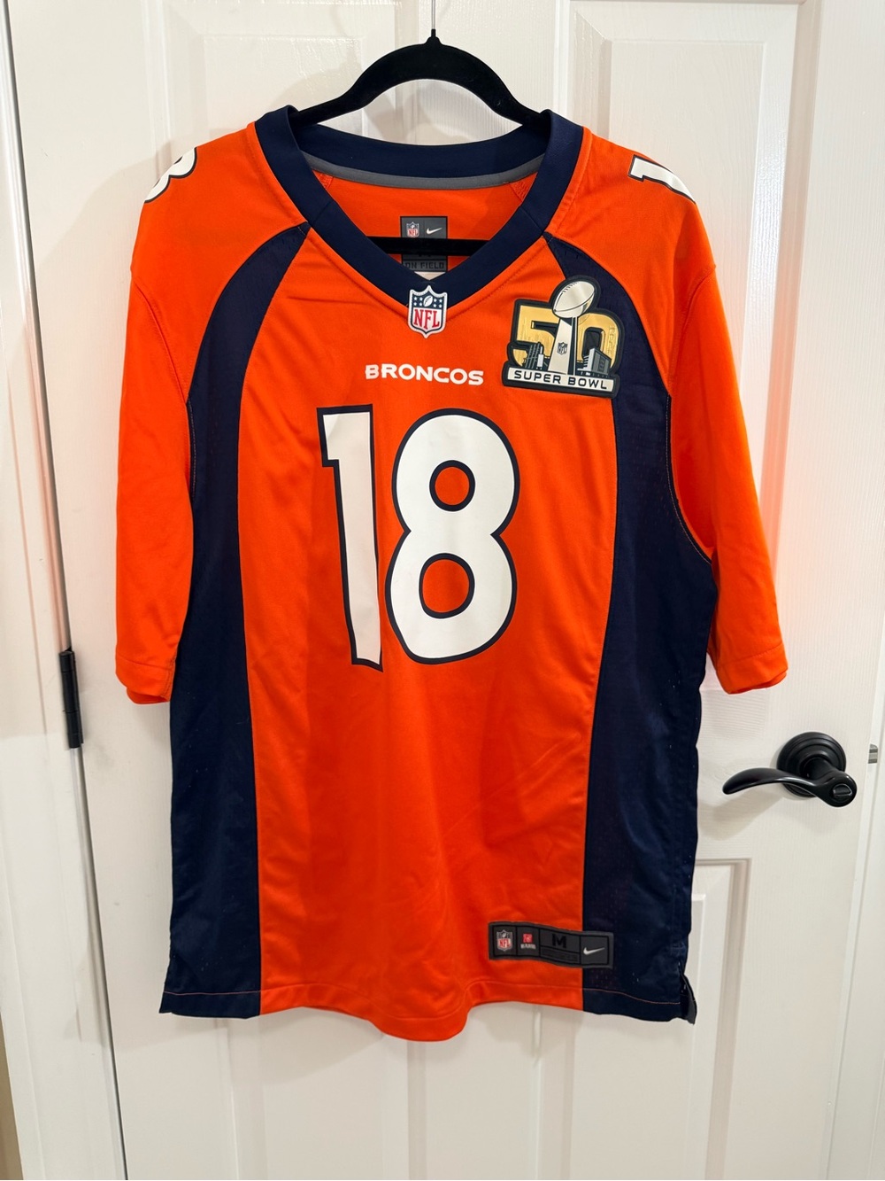 Nike Broncos Manning #18 Jersey with Super Bowl 50 Patch
